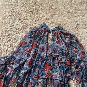 Misa Los Angeles Floral Tunic in Blue and Red